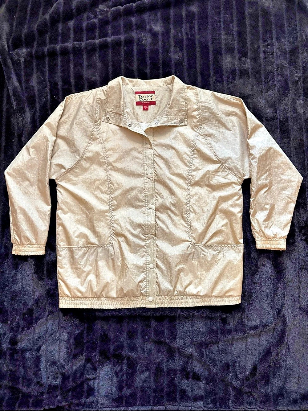 Vintage 90s Tudor Court Iridescent Windbreaker Jacket XL Unisex Slouchy Fit.